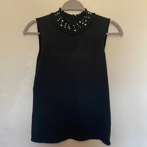 Black high neck short sleeve top